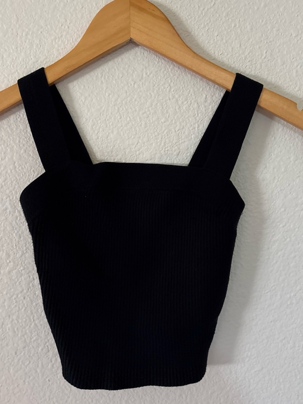 Abercrombie & Fitch Black Ribbed Square-Strap Crop Top